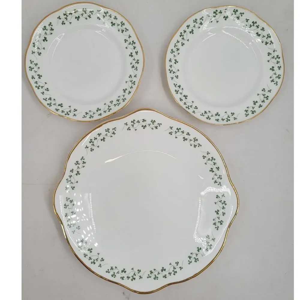 Royal Tara Shamrock Dessert Plates with Serving Platter Irish China‎ cottagecore
